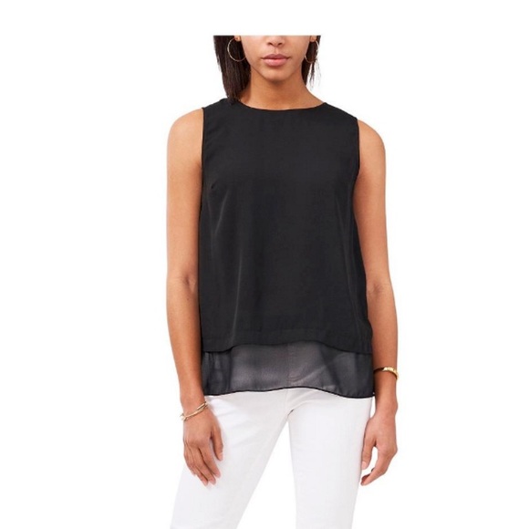 Vince Camuto Black Layered Sleeveless Blouse - Picture 1 of 4